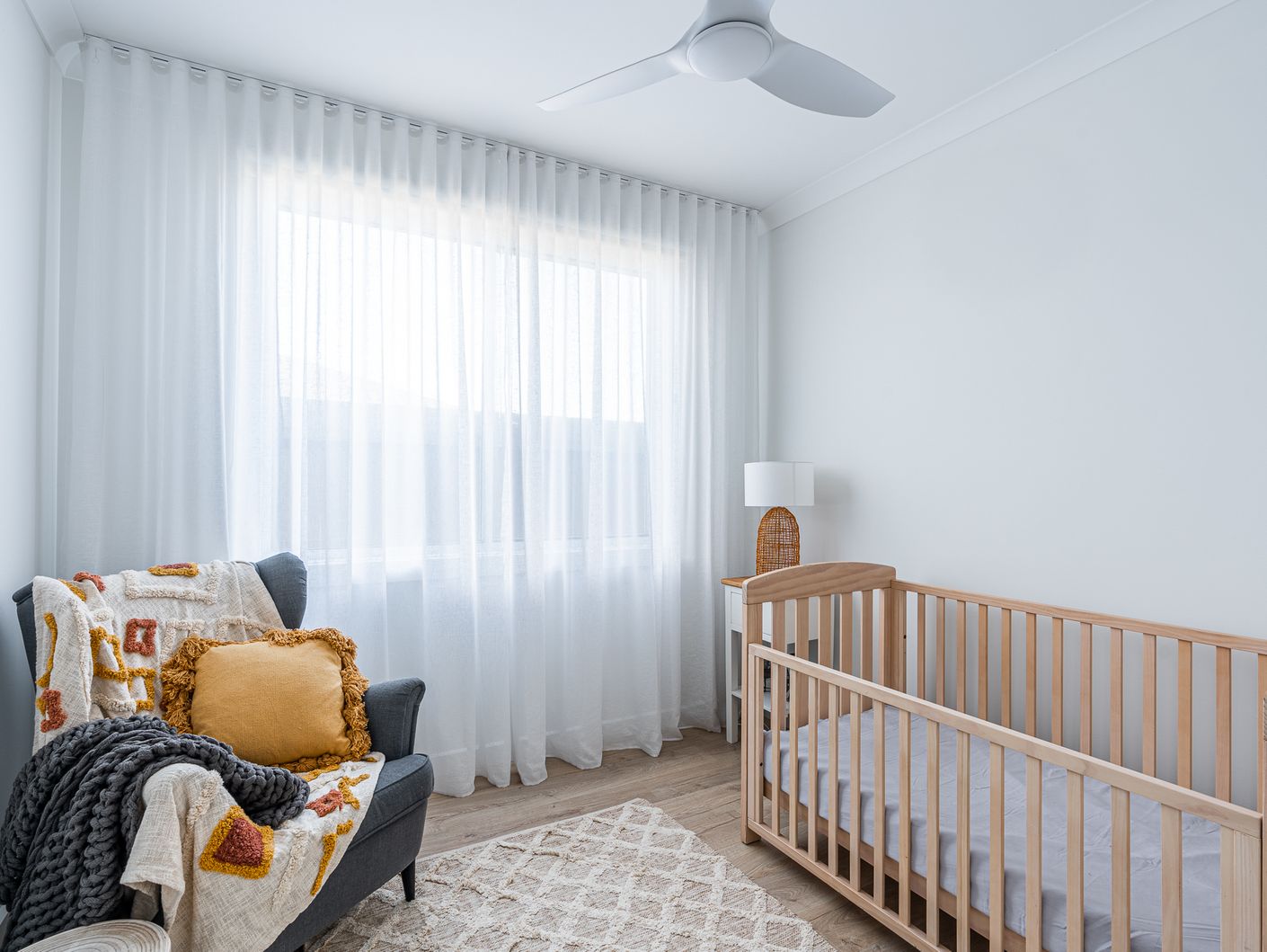 Allusion Ghost Sheer Curtain in Nursery room